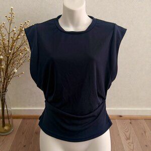 del RĀ Draped Waist Sleeveless Top | Midnight Blue | Size M | NWT
